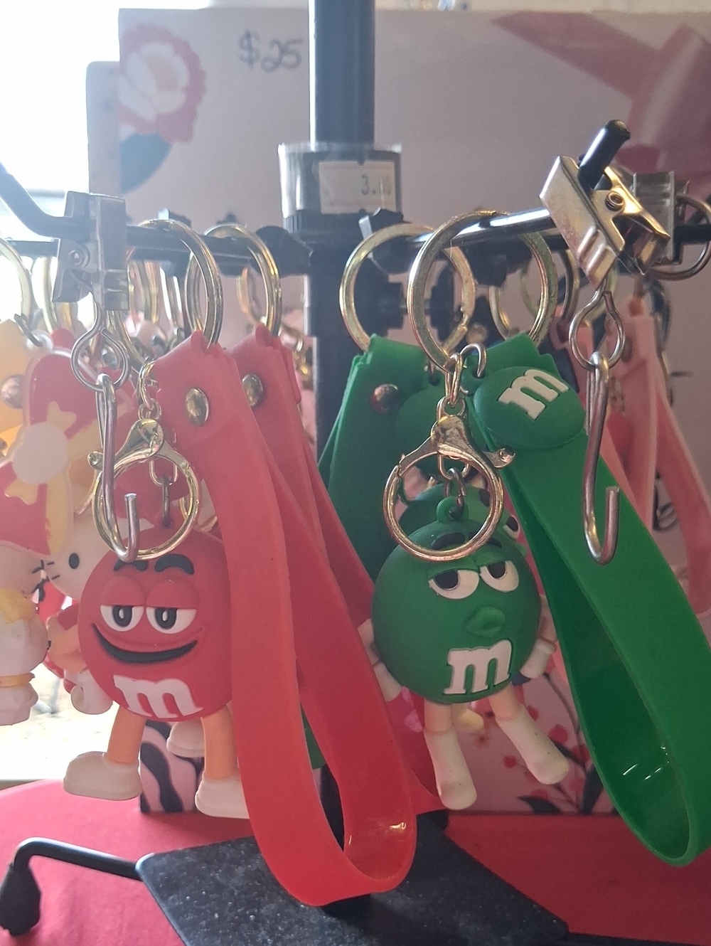 M&M'S Red & Green Silicone Wristlet Keychain Pair